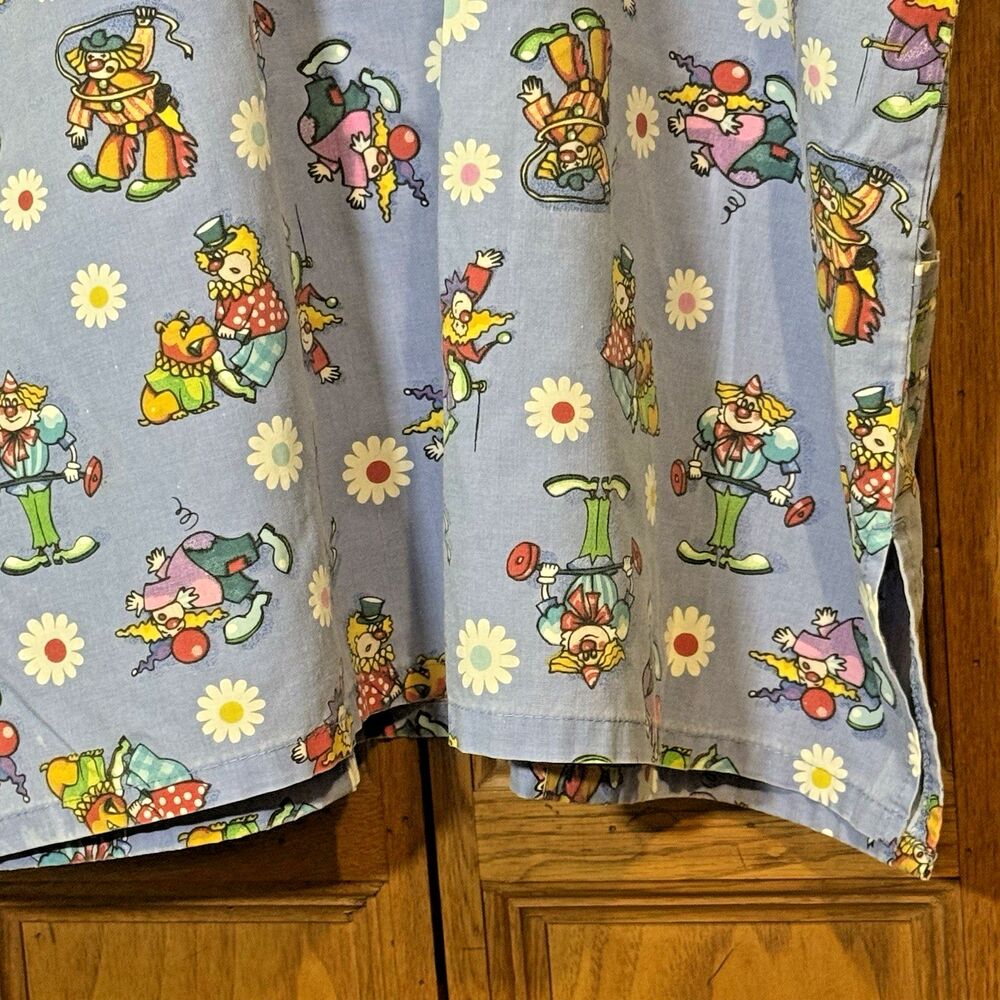 MHD Scrubs Clown Top Unisex XL Blue Cotton Poly 3 Pockets V-Neck Short Sleeves - Picture 8 of 13